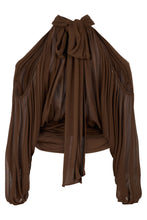 Load image into Gallery viewer, Blouse with high collar and gathering