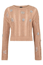 Carica l'immagine nel visualizzatore di Gallery, Maglione corto in misto cotone con strass