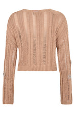 Carica l'immagine nel visualizzatore di Gallery, Maglione corto in misto cotone con strass