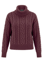 Load image into Gallery viewer, Sweater with cable knit and high collar in cotton