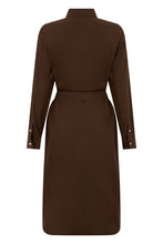 Load image into Gallery viewer, Long brown dress with elegant belt