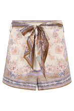 Load image into Gallery viewer, Printed linen shorts with knot detail