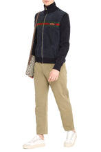 Load image into Gallery viewer, Cardigan with leather frontal panel