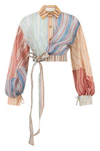 Carica l'immagine nel visualizzatore di Gallery, Blusa corta in lino misto seta
