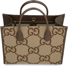 Carica l'immagine nel visualizzatore di Gallery, Tote bag Jumbo GG in tela con logo all-over