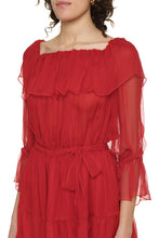 Carica l'immagine nel visualizzatore di Gallery, Abito in chiffon con volant