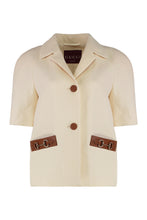 Load image into Gallery viewer, Linen jacket with leather details
