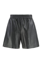 Carica l'immagine nel visualizzatore di Gallery, Shorts in pelle accoppiata con tessuto in jersey