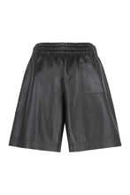 Carica l'immagine nel visualizzatore di Gallery, Shorts in pelle accoppiata con tessuto in jersey