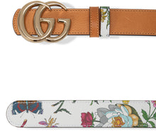 Carica l'immagine nel visualizzatore di Gallery, Cintura reversibile GG Marmont con stampa Flora