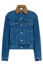Load image into Gallery viewer, Denim jacket with braided leather collar