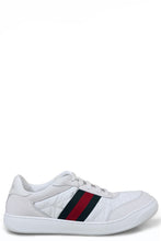 Load image into Gallery viewer, White leather and fabric sneakers screener