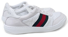 Load image into Gallery viewer, White leather and fabric sneakers screener