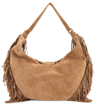 Carica l'immagine nel visualizzatore di Gallery, Borsa Isola Peach Fringe Large a spalla in suede
