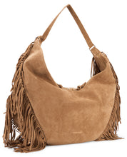 Carica l'immagine nel visualizzatore di Gallery, Borsa Isola Peach Fringe Large a spalla in suede