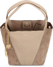 Carica l'immagine nel visualizzatore di Gallery, Tote bag Chloé Spin piccola in pelle granata e scamosciata