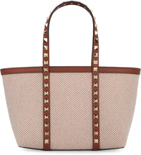 Carica l'immagine nel visualizzatore di Gallery, Mini tote bag Rockstud in tela e pelle