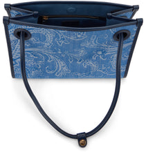Carica l'immagine nel visualizzatore di Gallery, Borsa shopper media Eyes in jacquard di denim