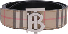 Carica l'immagine nel visualizzatore di Gallery, Cintura reversibile in pelle e tessuto Vintage check