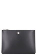 Load image into Gallery viewer, Logo detail flat leather pouch