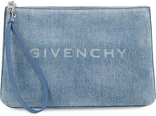 Load image into Gallery viewer, Faded denim clutch