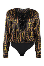 Carica l'immagine nel visualizzatore di Gallery, Blusa-body con scollo a V incrociato