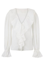 Carica l'immagine nel visualizzatore di Gallery, Blusa con Scollo a V in Popeline di Cotone
