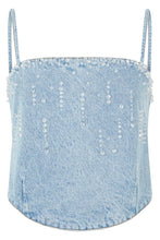 Carica l'immagine nel visualizzatore di Gallery, Top in denim con Strass
