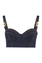 Load image into Gallery viewer, Medusa denim bralette
