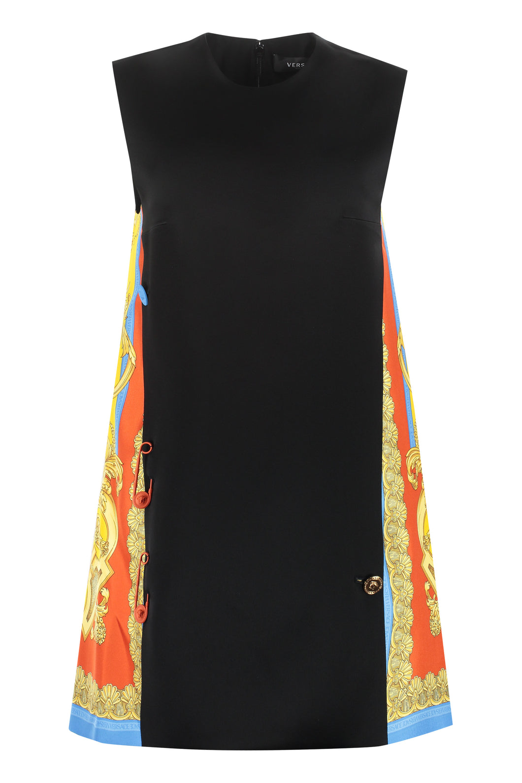 Abito corto con inserti in seta