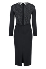 Load image into Gallery viewer, Microtrone lace detail crêpe dress

