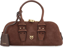 Load image into Gallery viewer, Borsa Escape Bag Baguette piccola in pelle scamosciata in English translates to "Small suede baguette escape bag."
