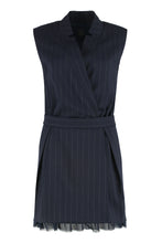 Carica l&#39;immagine nel visualizzatore di Gallery, Abito corto smanicato in lana poly gessata
