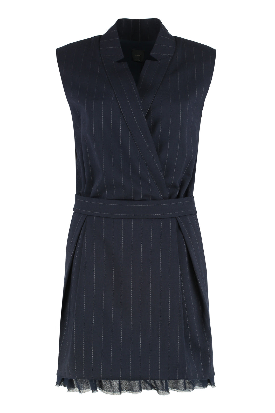 Abito corto smanicato in lana poly gessata