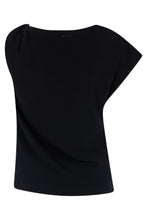 Carica l'immagine nel visualizzatore di Gallery, T-shirt nera in cotone, scollatura ampia
