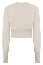 Carica l'immagine nel visualizzatore di Gallery, Cardigan beige cropped in cotone morbido
