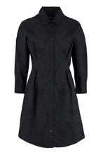 Carica l&#39;immagine nel visualizzatore di Gallery, Abito chemisier in cotone con decori in pizzo Sangallo
