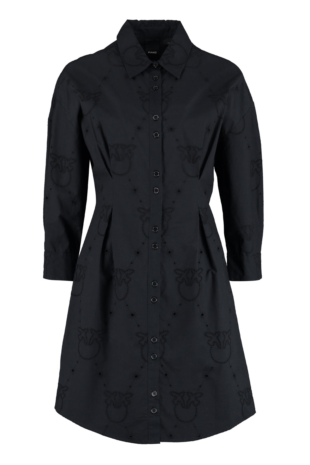 Abito chemisier in cotone con decori in pizzo Sangallo