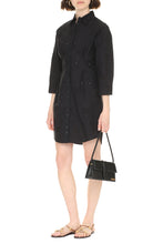 Carica l&#39;immagine nel visualizzatore di Gallery, Abito chemisier in cotone con decori in pizzo Sangallo
