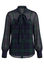 Load image into Gallery viewer, Checked blouse with bow
