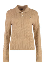 Load image into Gallery viewer, Knit polo with cable knit design
