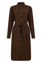 Load image into Gallery viewer, Long brown dress with elegant belt
