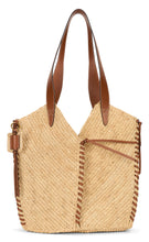Carica l'immagine nel visualizzatore di Gallery, Borsa tote in raffia con inserti in pelle
