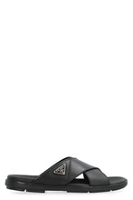 Load image into Gallery viewer, Leather slides with logo
