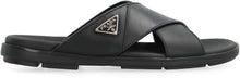 Load image into Gallery viewer, Leather slides with logo
