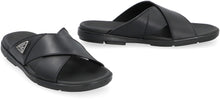 Load image into Gallery viewer, Leather slides with logo
