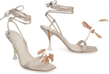 Load image into Gallery viewer, Kimi feather detail satin sandals
