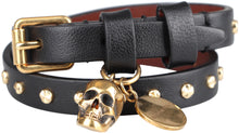 Carica l'immagine nel visualizzatore di Gallery, Bracciale doppio giro in pelle con pendente Skull
