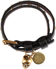 Carica l'immagine nel visualizzatore di Gallery, Bracciale doppio giro in pelle con pendente Skull
