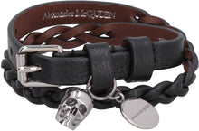 Carica l'immagine nel visualizzatore di Gallery, Bracciale in pelle con medaglione e teschio
